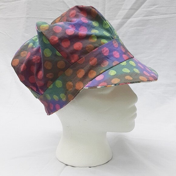 WHIMSICLE Reversible Polka Dot / Floral Fabric Engineer Style Hat Cap - Picture 4 of 9